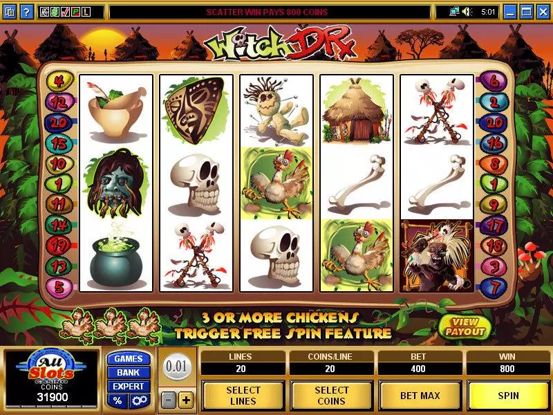 Witch Dr Microgaming Slot Main Screen Reels