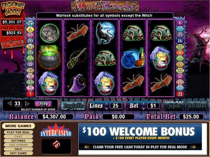 Witches and Warlocks CryptoLogic Slot Main Screen Reels