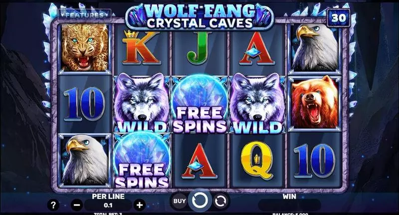 Wolf Fang – Crystal Caves Spinomenal Slot Main Screen Reels