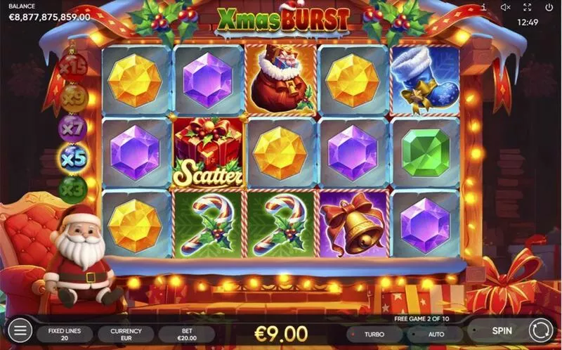 Xmas Burst Endorphina Slot Main Screen Reels