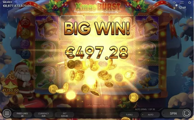 Xmas Burst Endorphina Slot Winning Screenshot