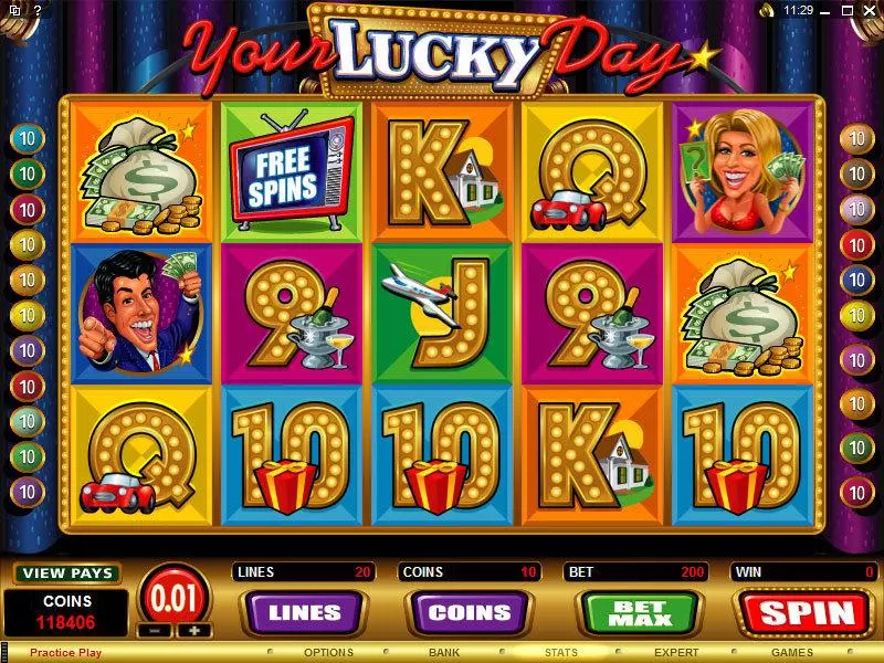Your Lucky Day Microgaming Slot Main Screen Reels